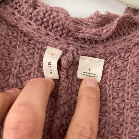 Anthropologie Moth Rocia Mauve Crochet Knit Open Cardigan Cottagecore Wool Small - Picture 9 of 11